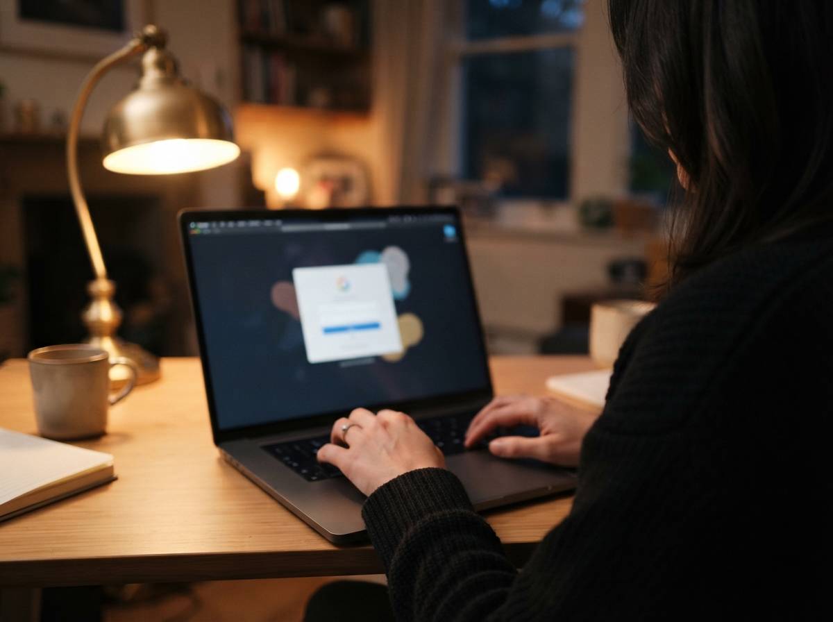 Close up of a person's hands typing on a laptop while logging into a student loan servicer account.